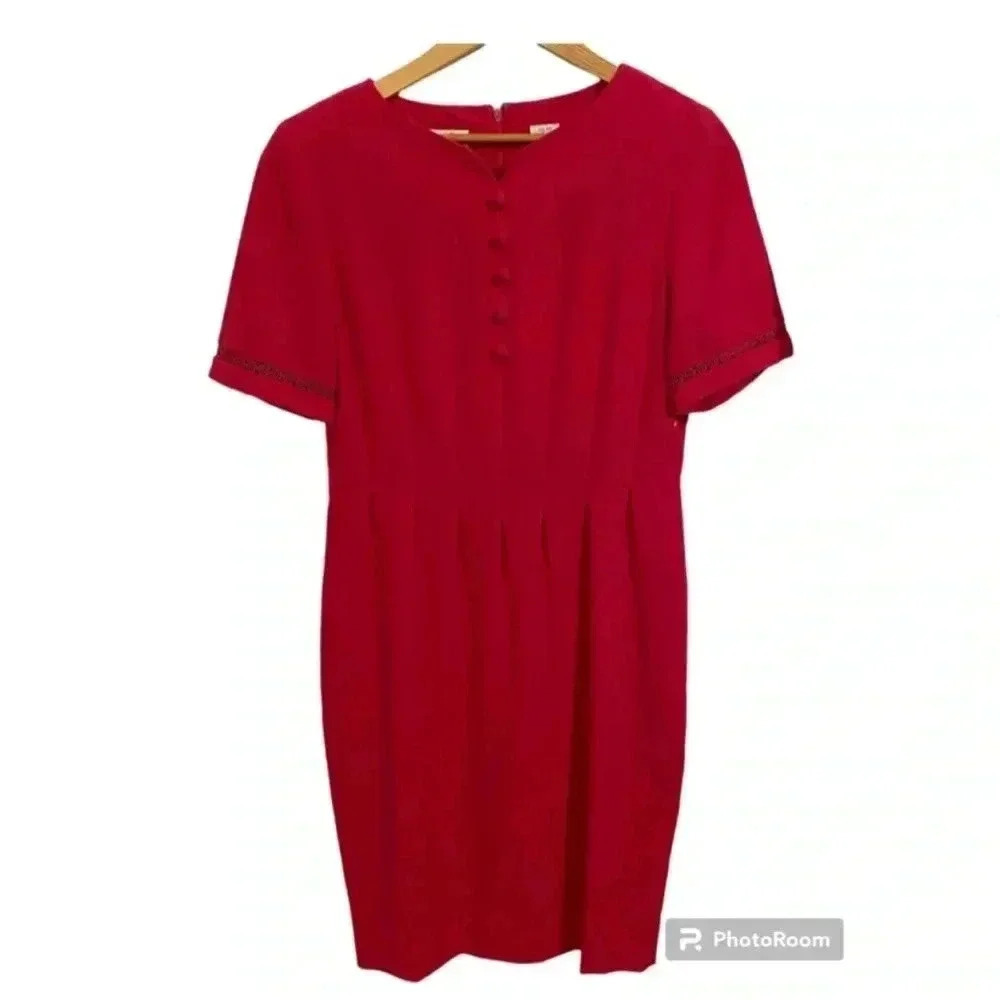 Liz Claiborne Womens Bright Pink Vintage Sheath Dress